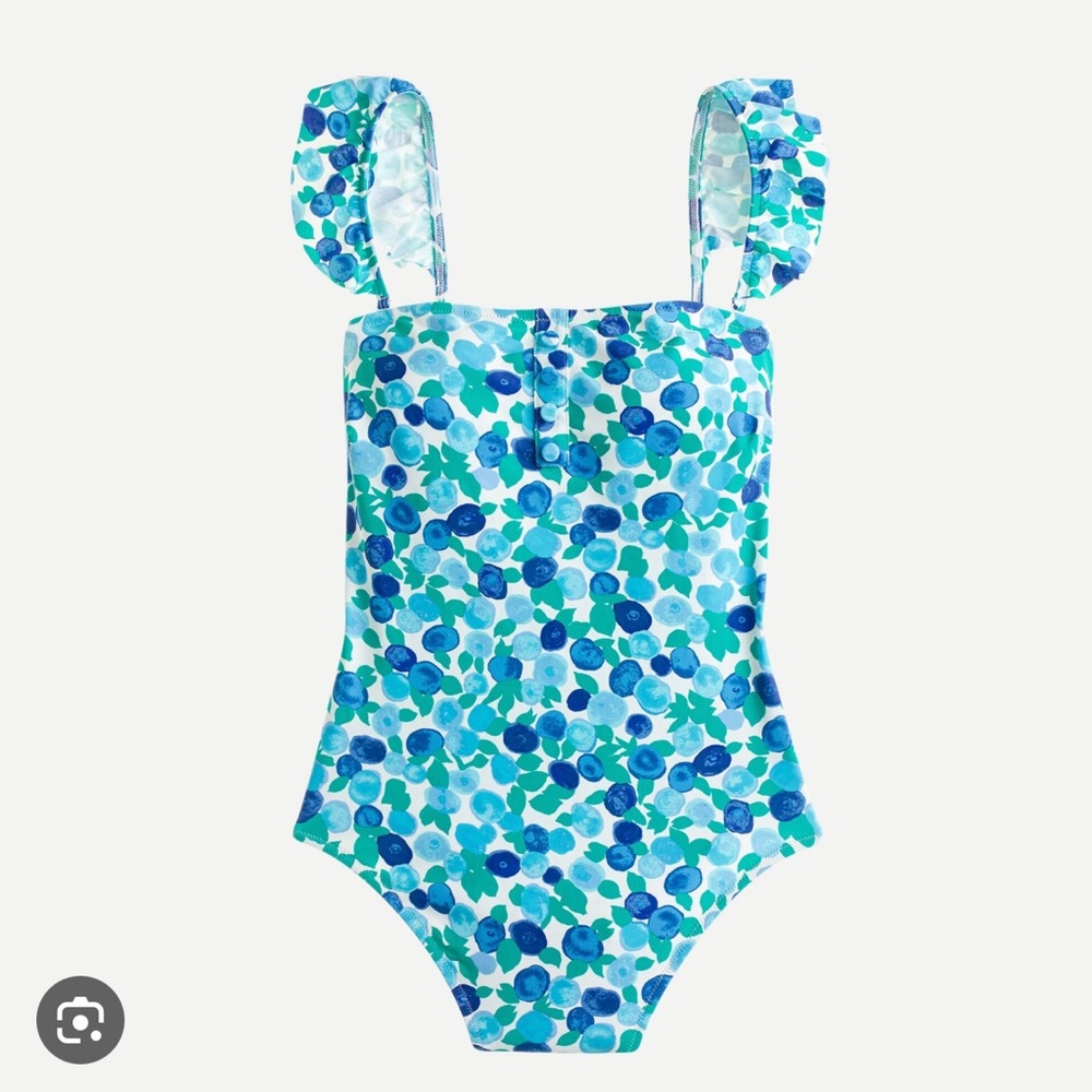 J.Crew Brand New Ruffle Strap One-piece Blueberry Floral Sz10 Swimsuit